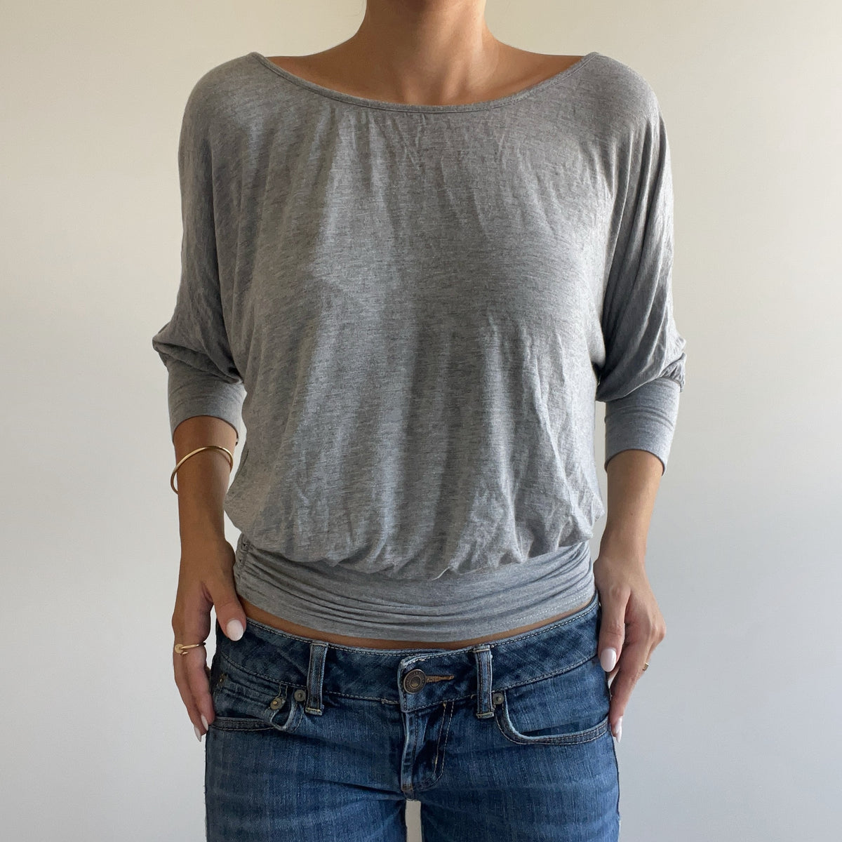 GREY SLOUCHY 3/4 SLEEVE