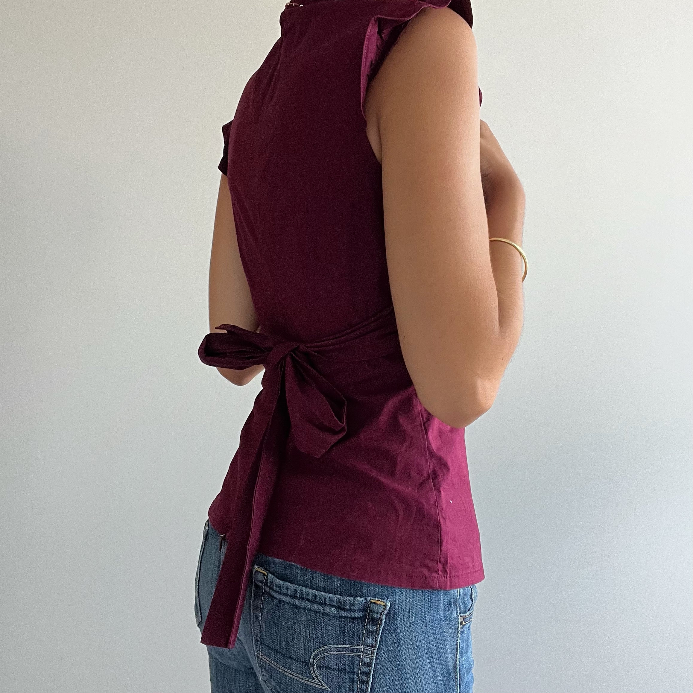 BURGUNDY SEQUIN BLOUSE