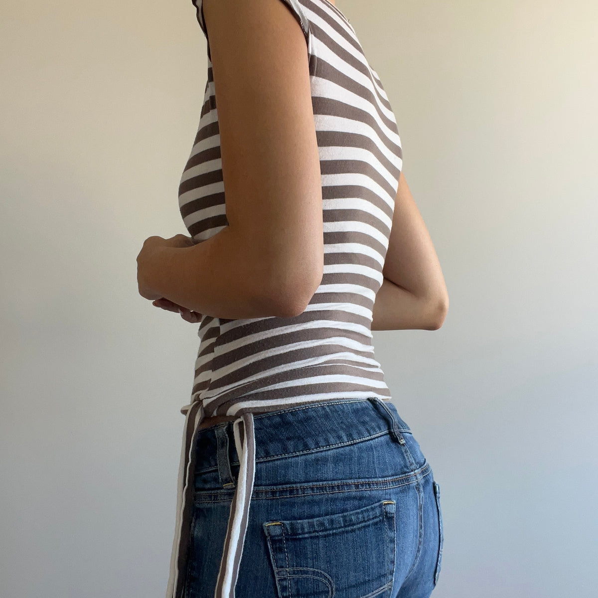 BROWN STRIPED WRAP TANK
