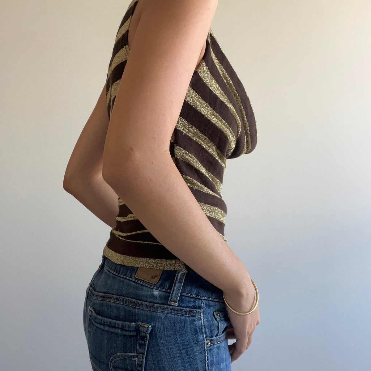 STRIPED DRAPED TOP
