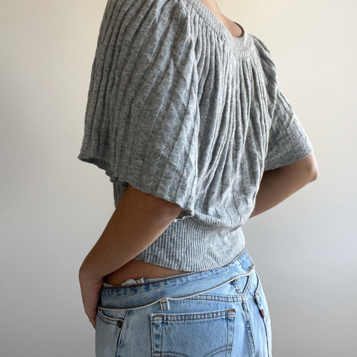 GREY BATWING TOP