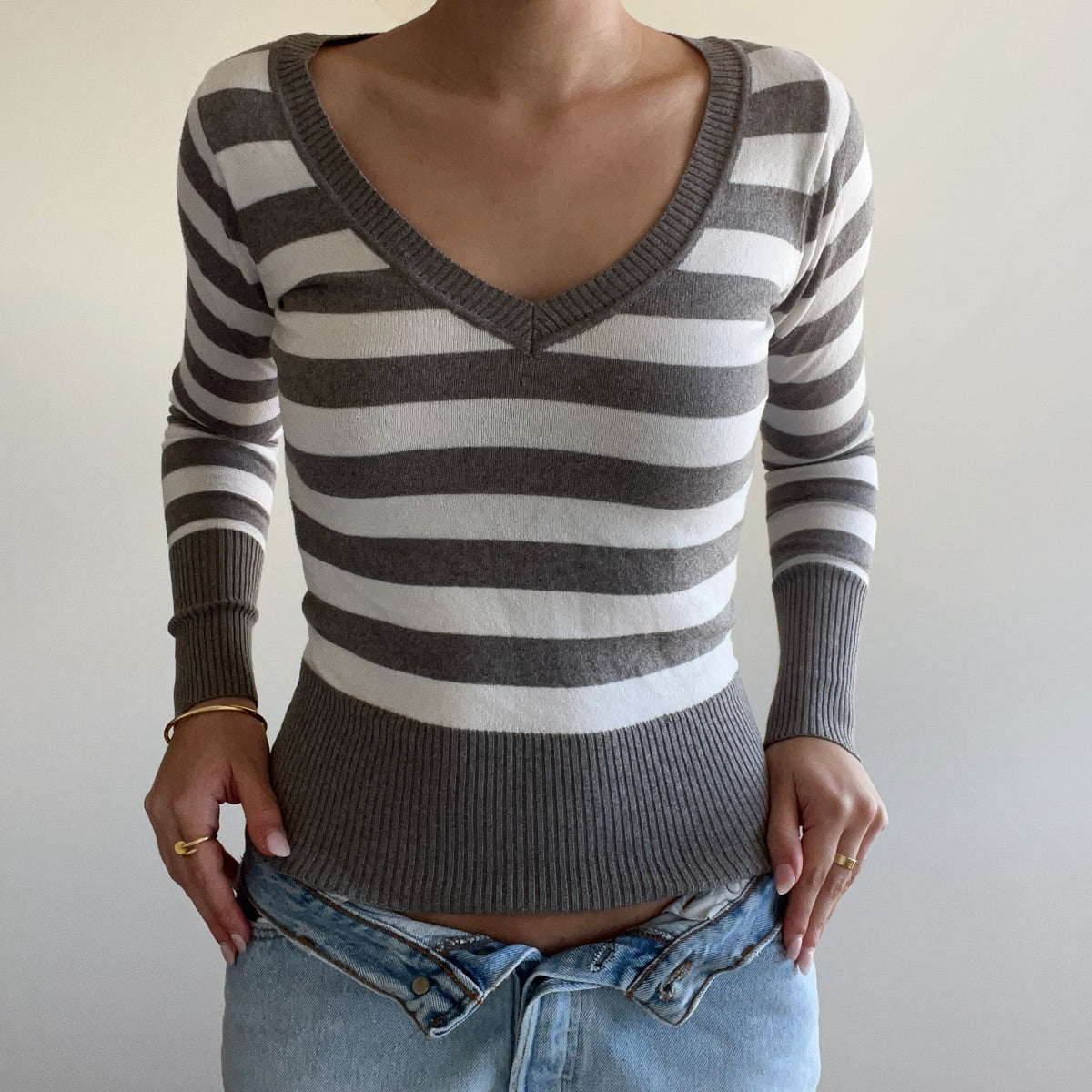 GREY STRIPED JUMPER