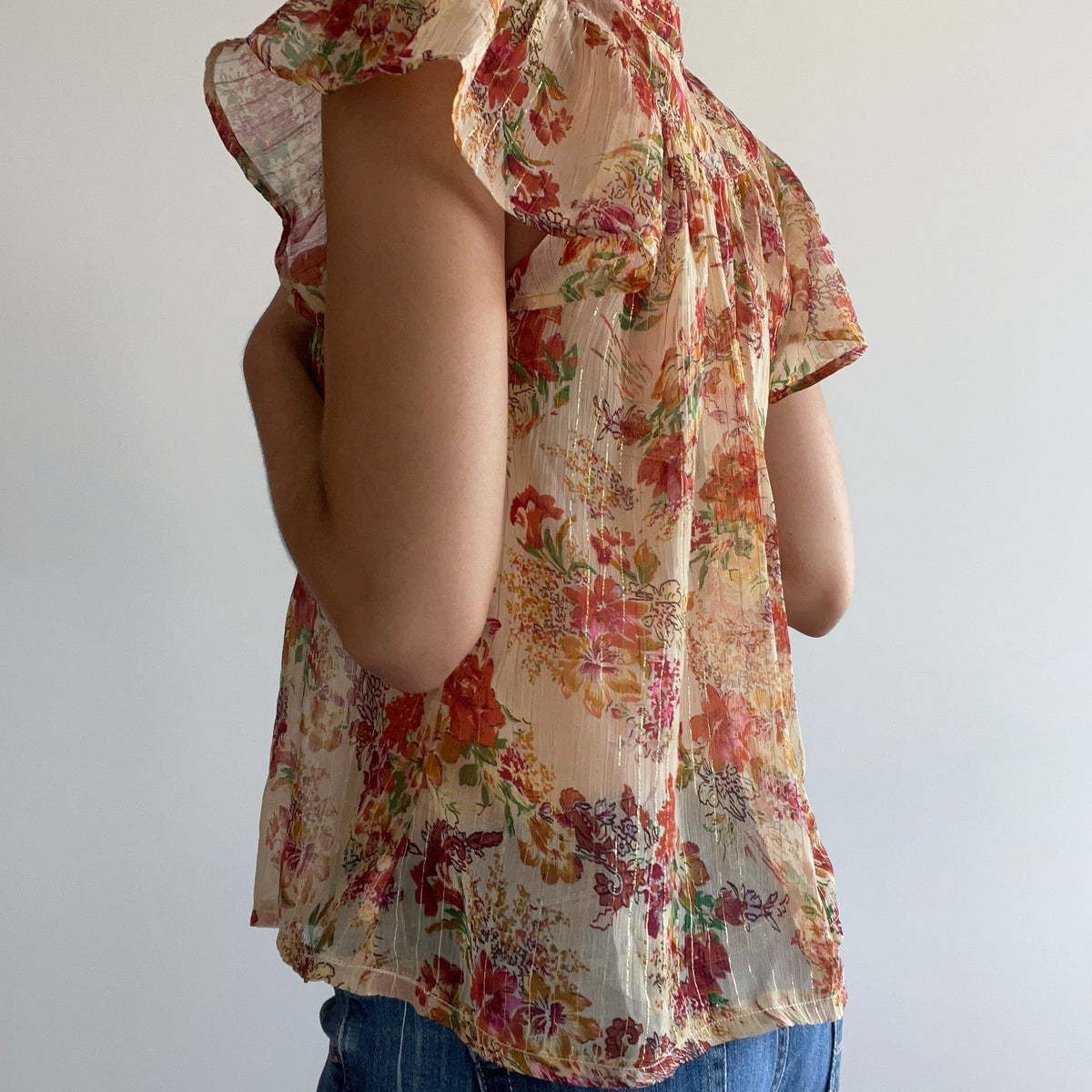FLORAL BOW BLOUSE