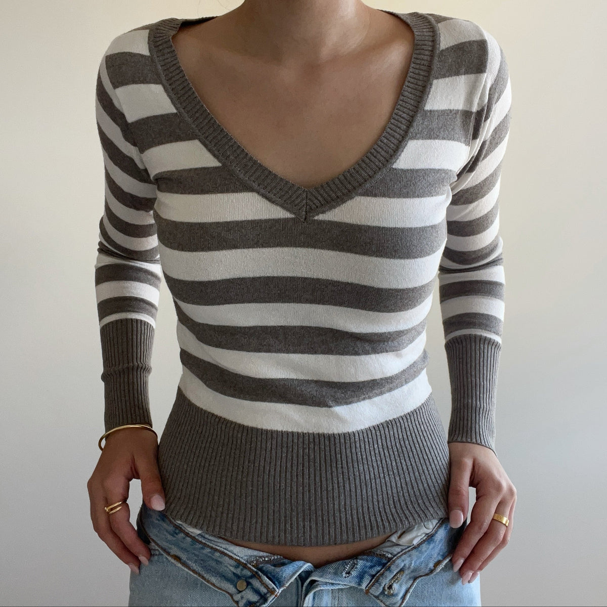 GREY STRIPED JUMPER