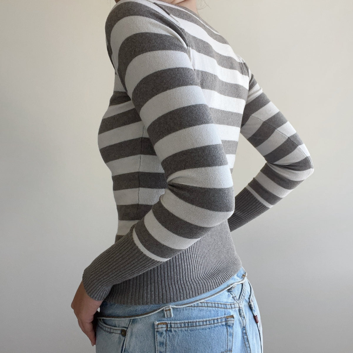 GREY STRIPED JUMPER