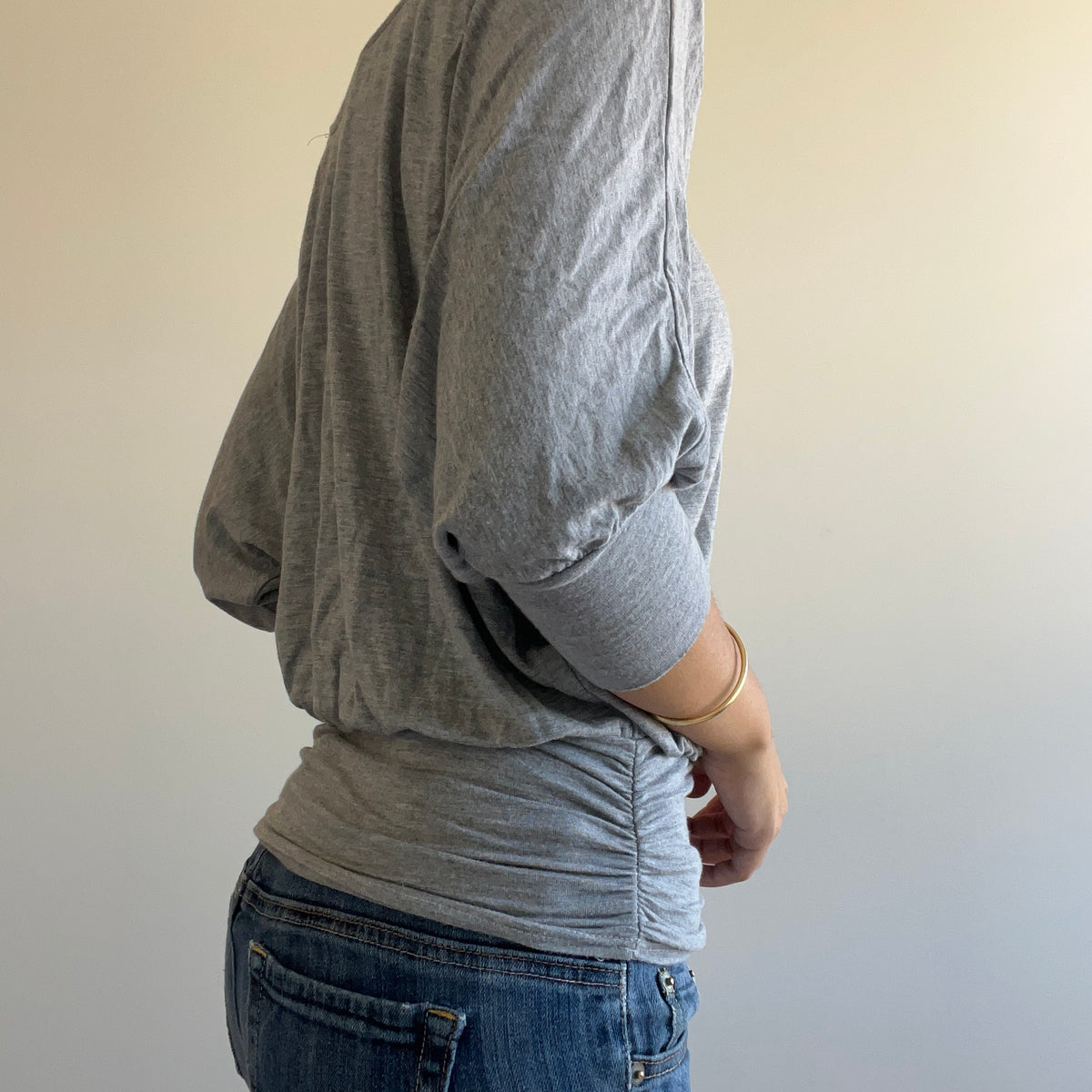 GREY SLOUCHY 3/4 SLEEVE