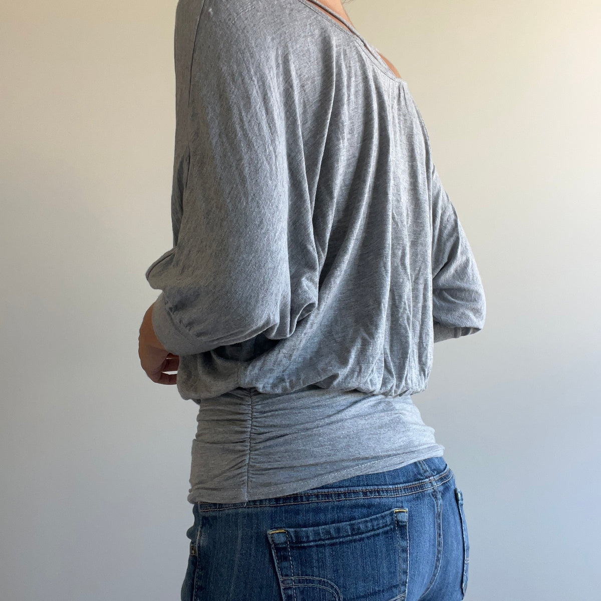 GREY SLOUCHY 3/4 SLEEVE