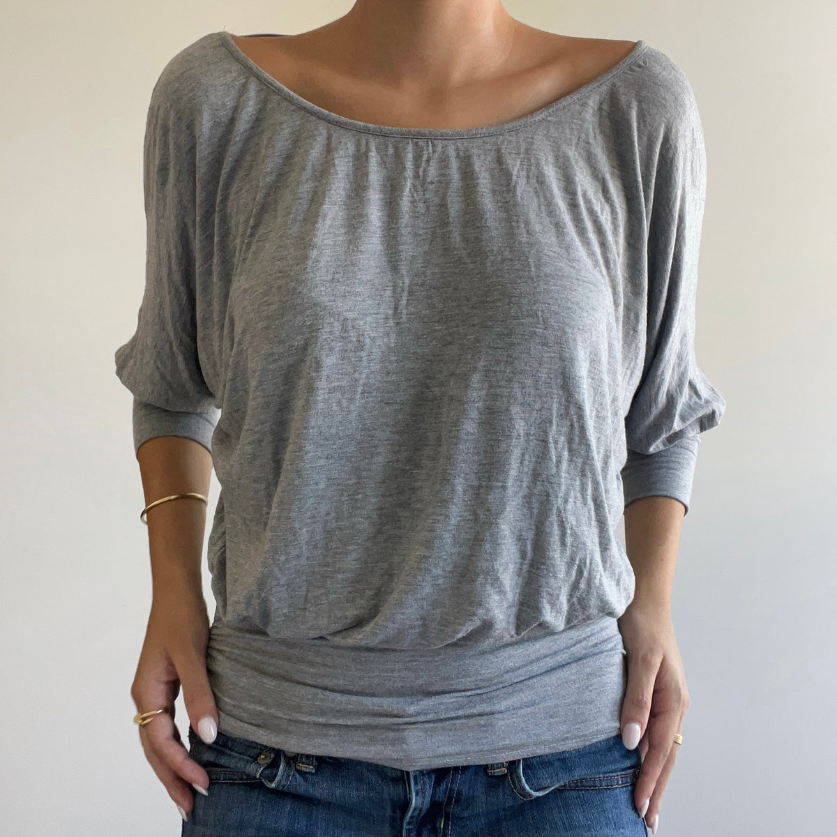 GREY SLOUCHY 3/4 SLEEVE