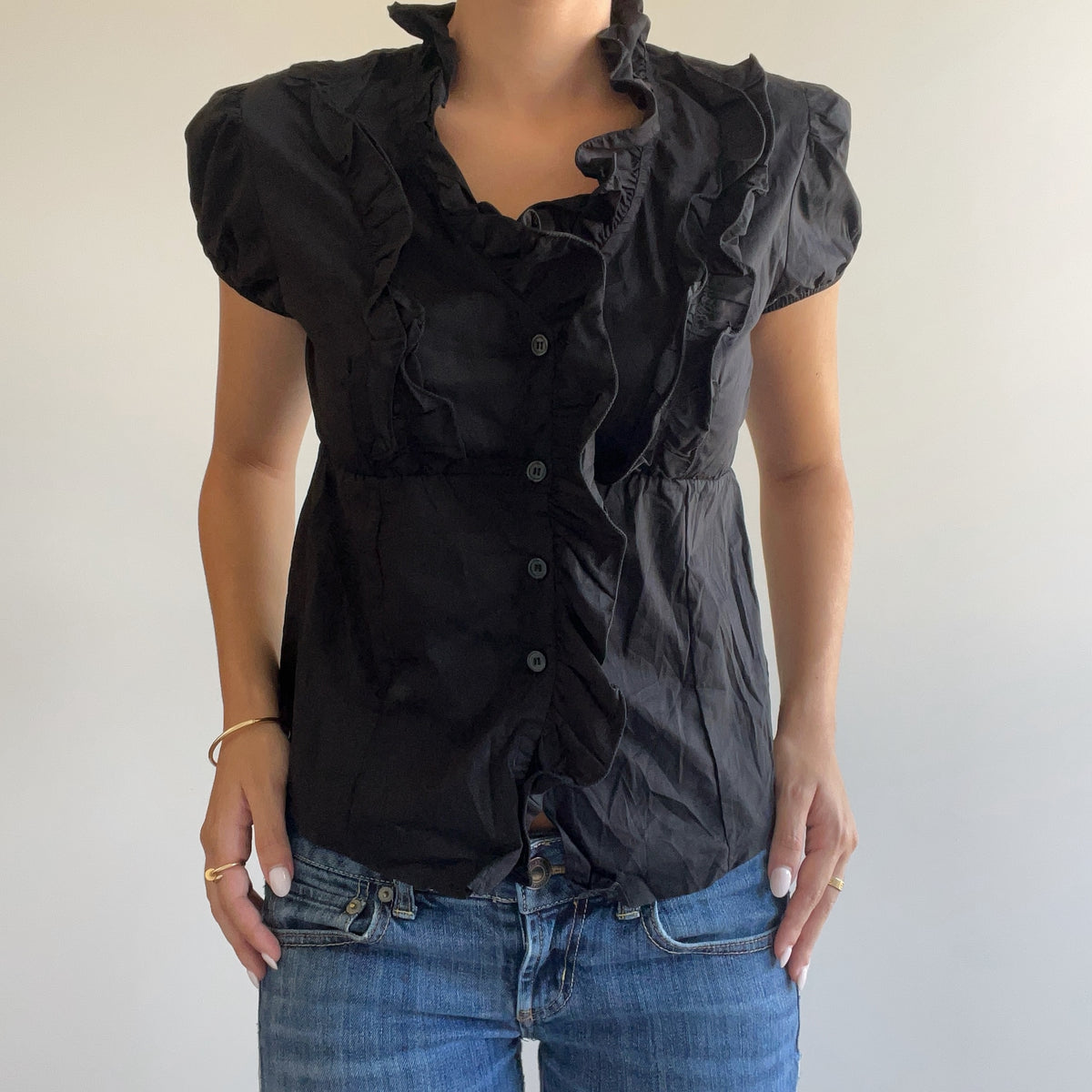 BLACK BUTTON UP BLOUSE