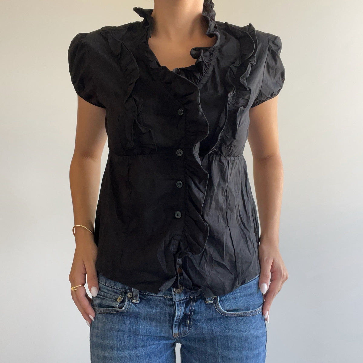 BLACK BUTTON UP BLOUSE