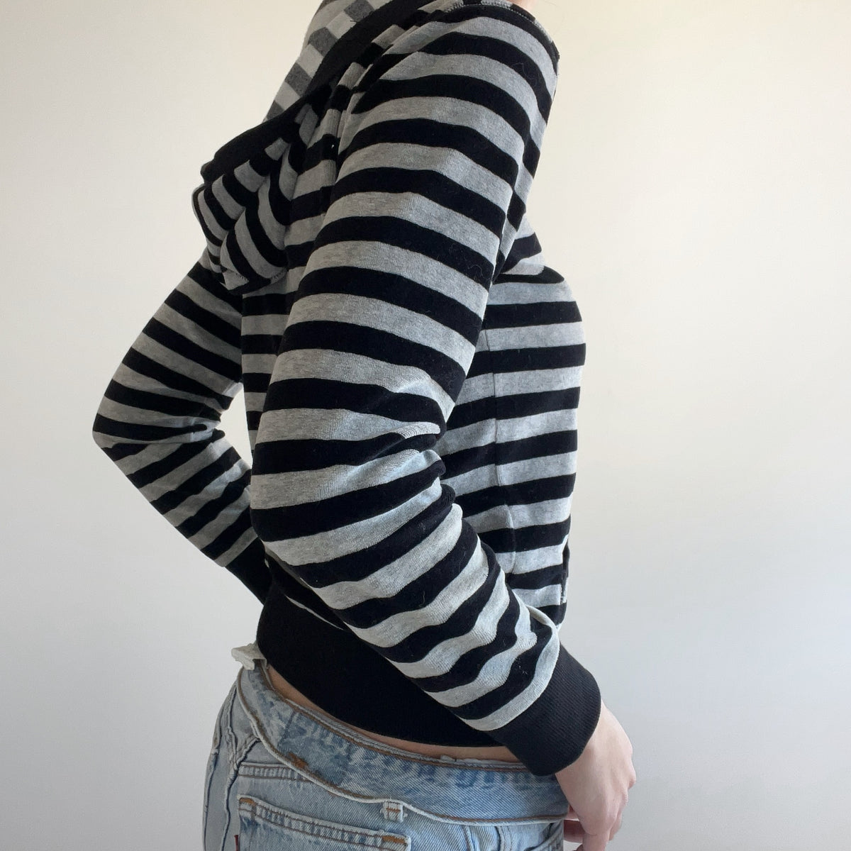 STRIPED ZIP HOODIE