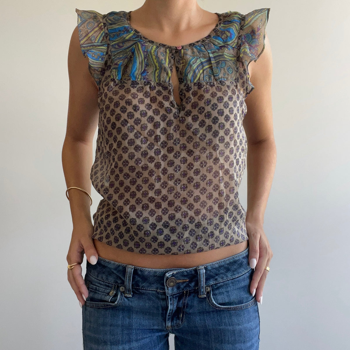 PATTERNED SHEER BLOUSE