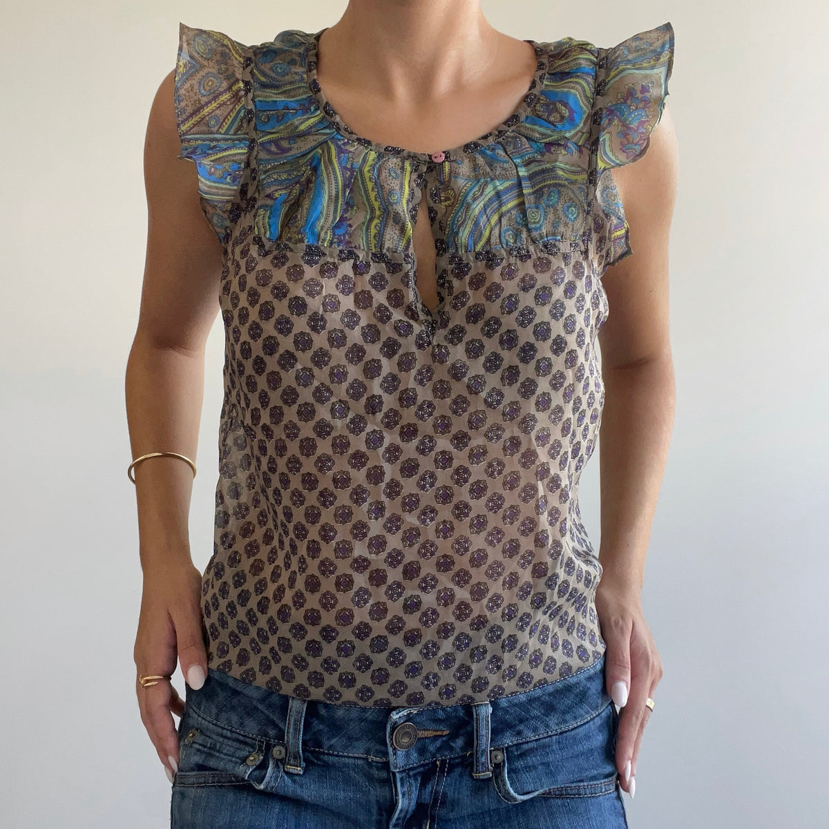 PATTERNED SHEER BLOUSE