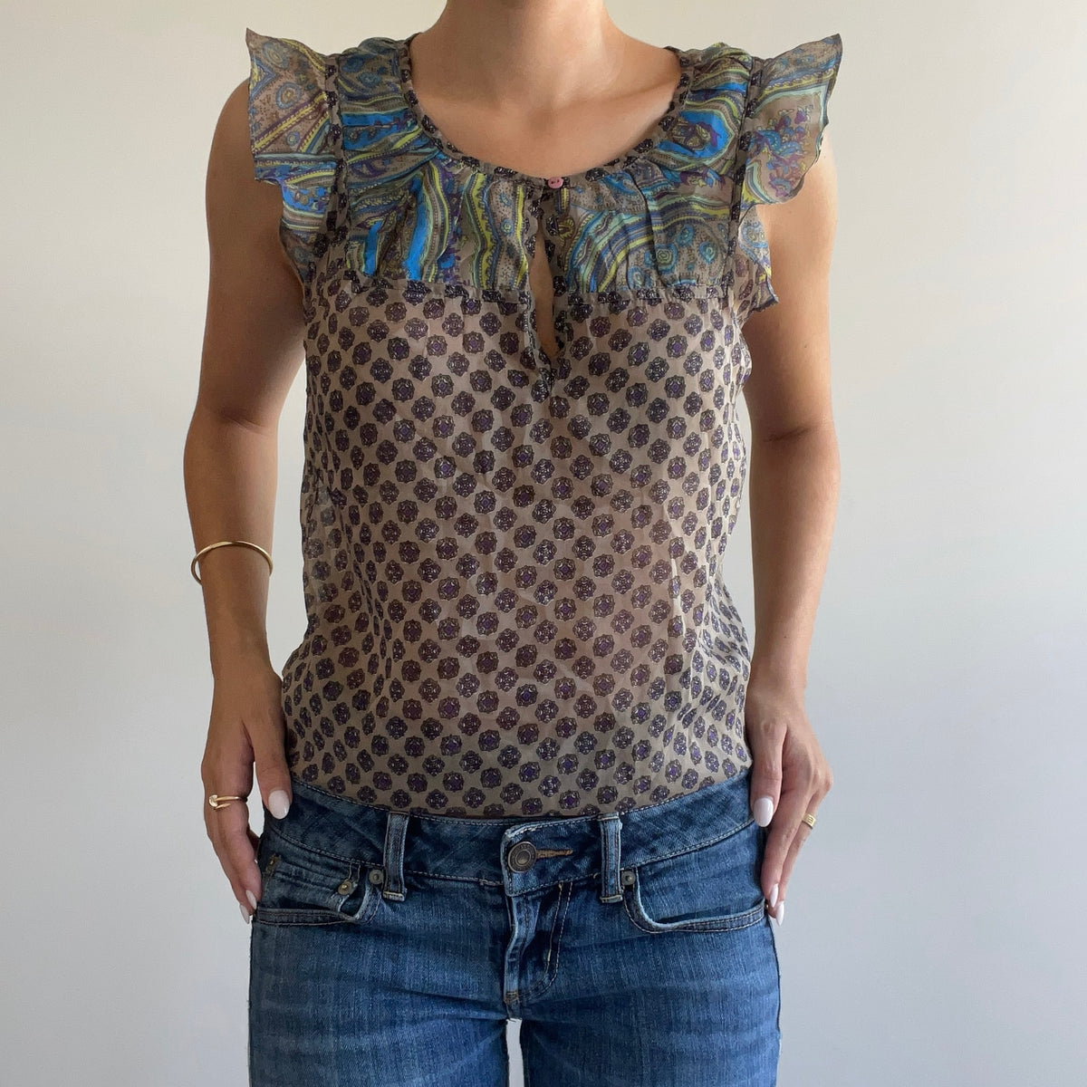 PATTERNED SHEER BLOUSE