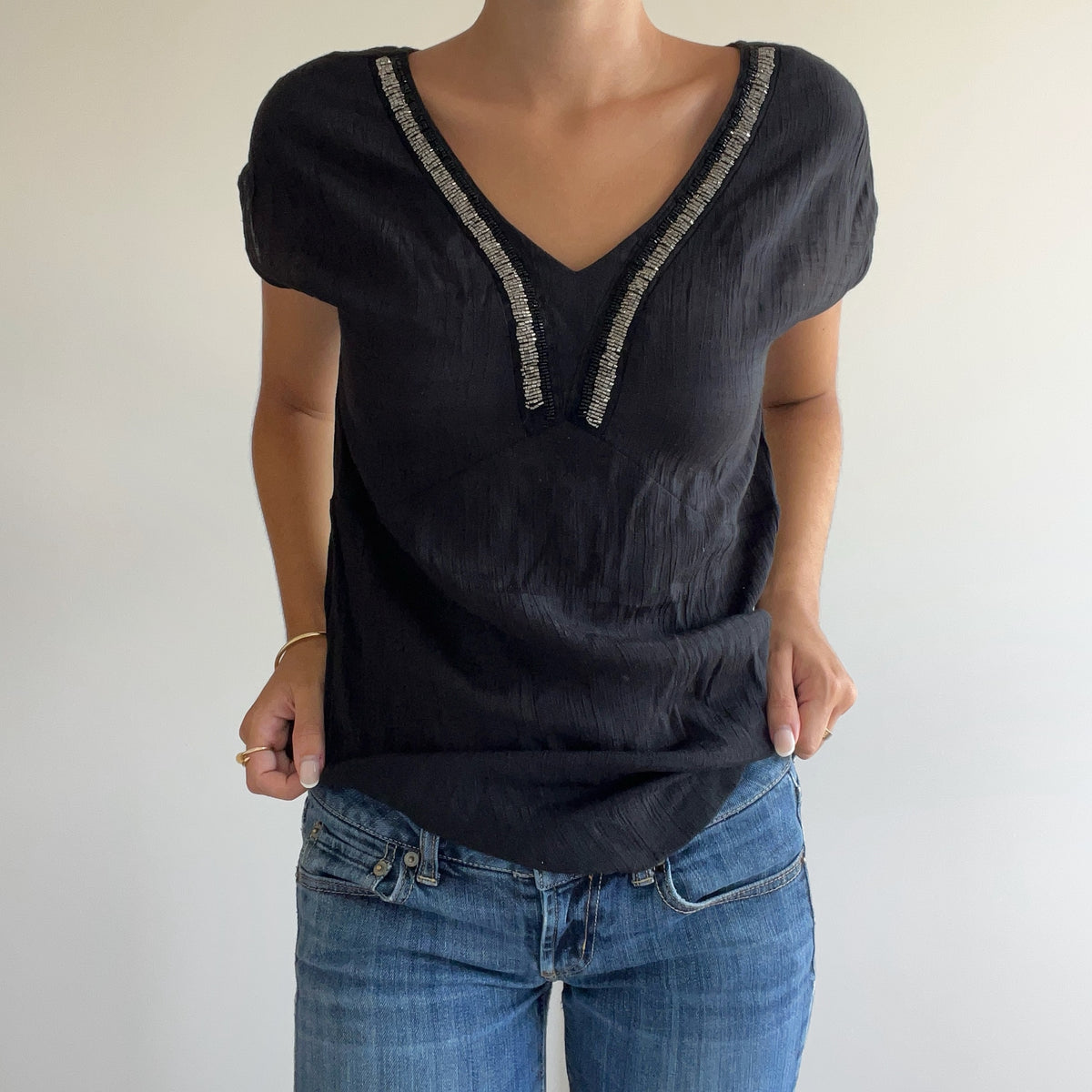 BLACK BEADED TOP