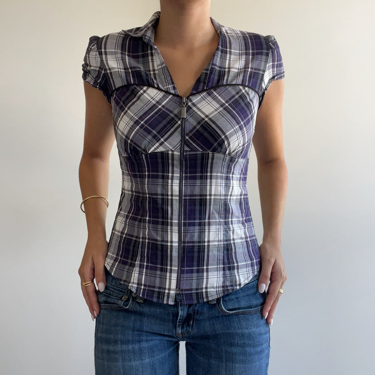 PURPLE PLAID BLOUSE