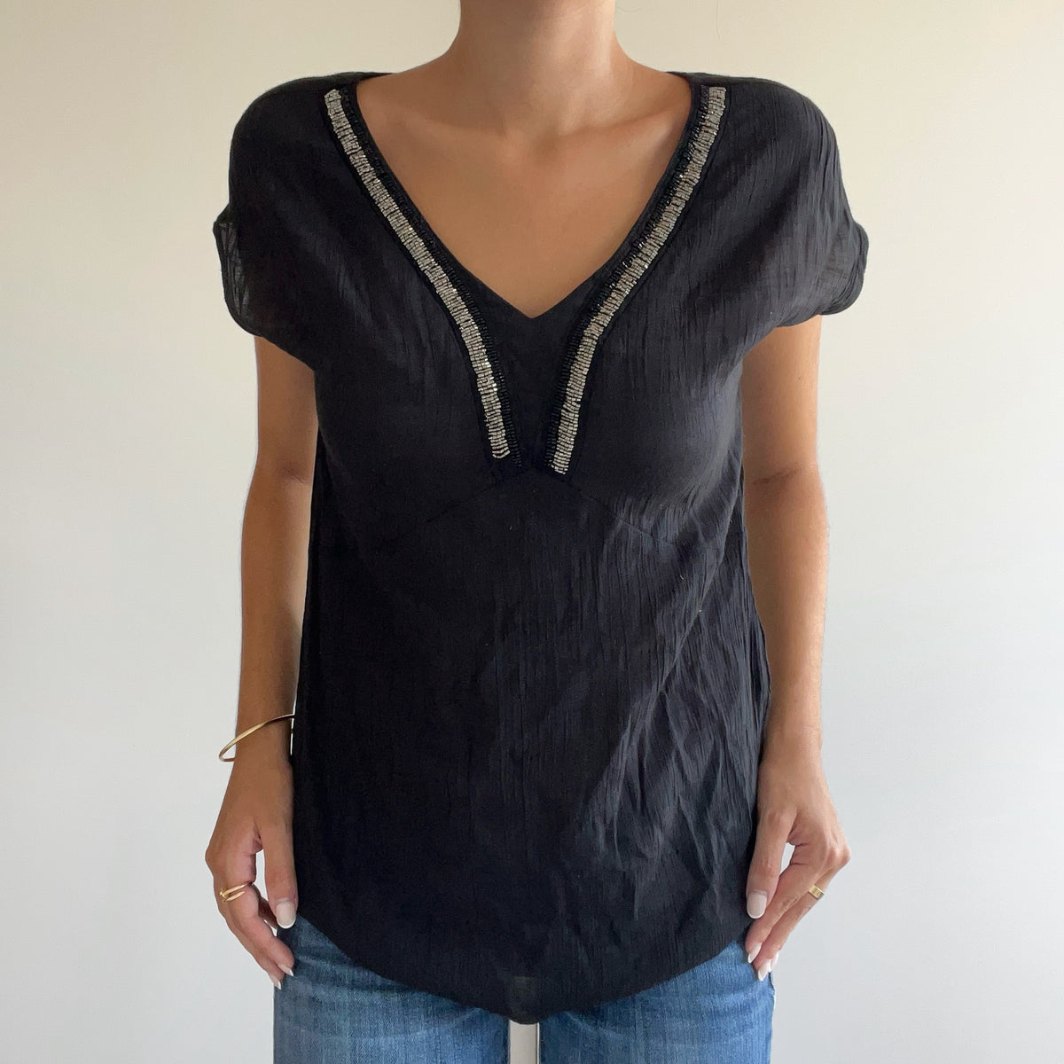 BLACK BEADED TOP