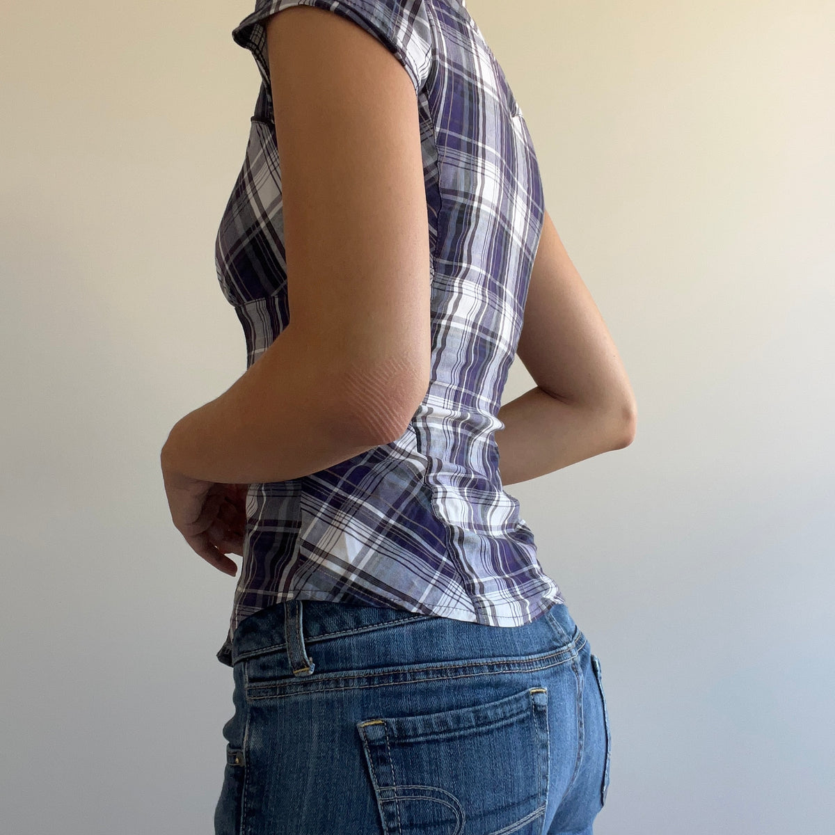 PURPLE PLAID BLOUSE