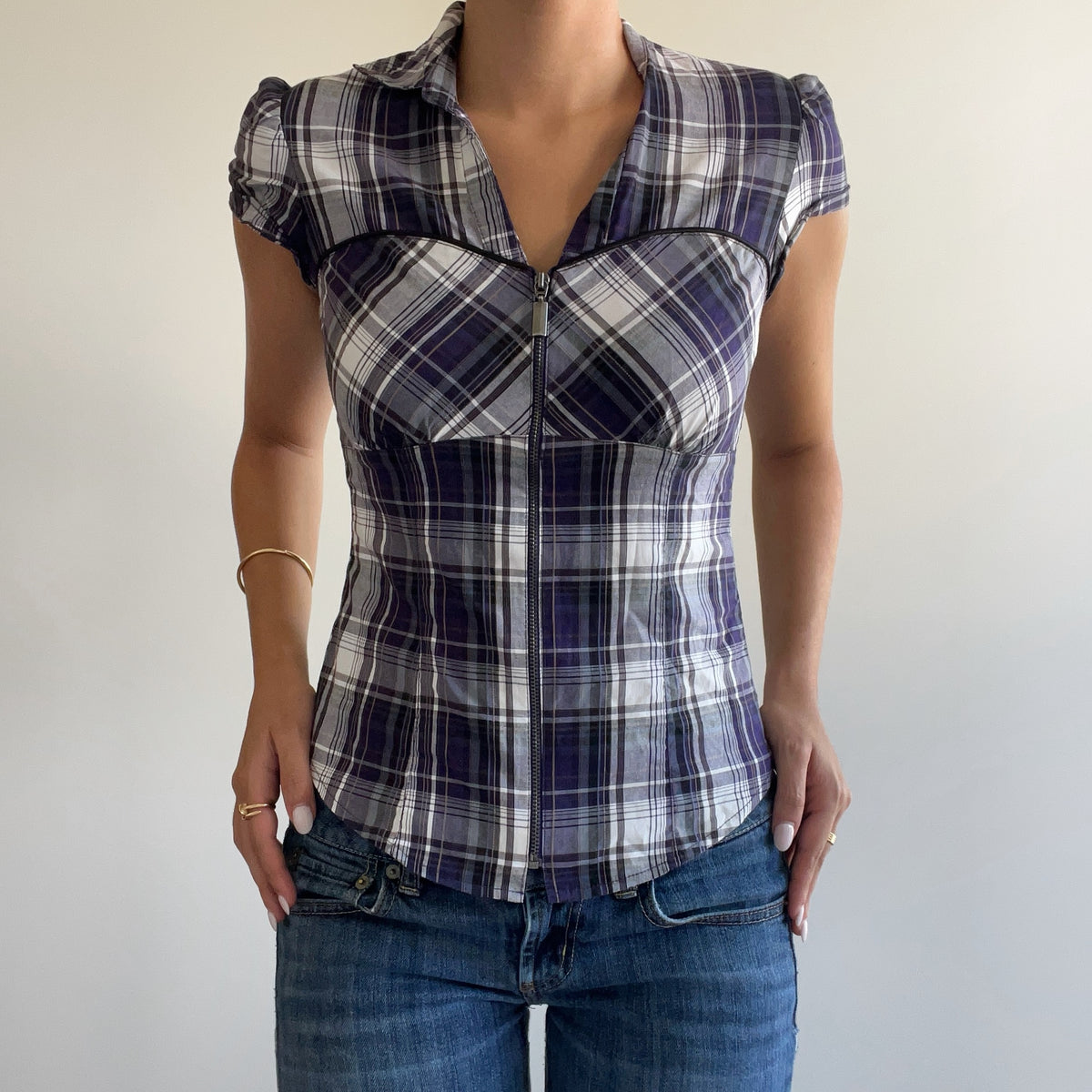 PURPLE PLAID BLOUSE