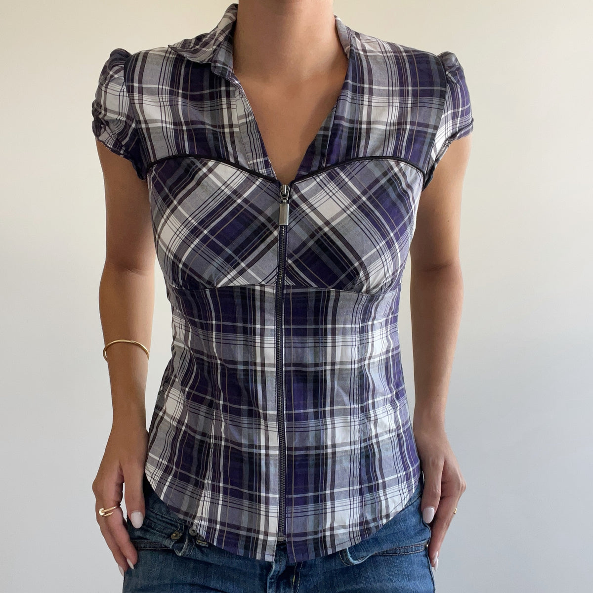 PURPLE PLAID BLOUSE