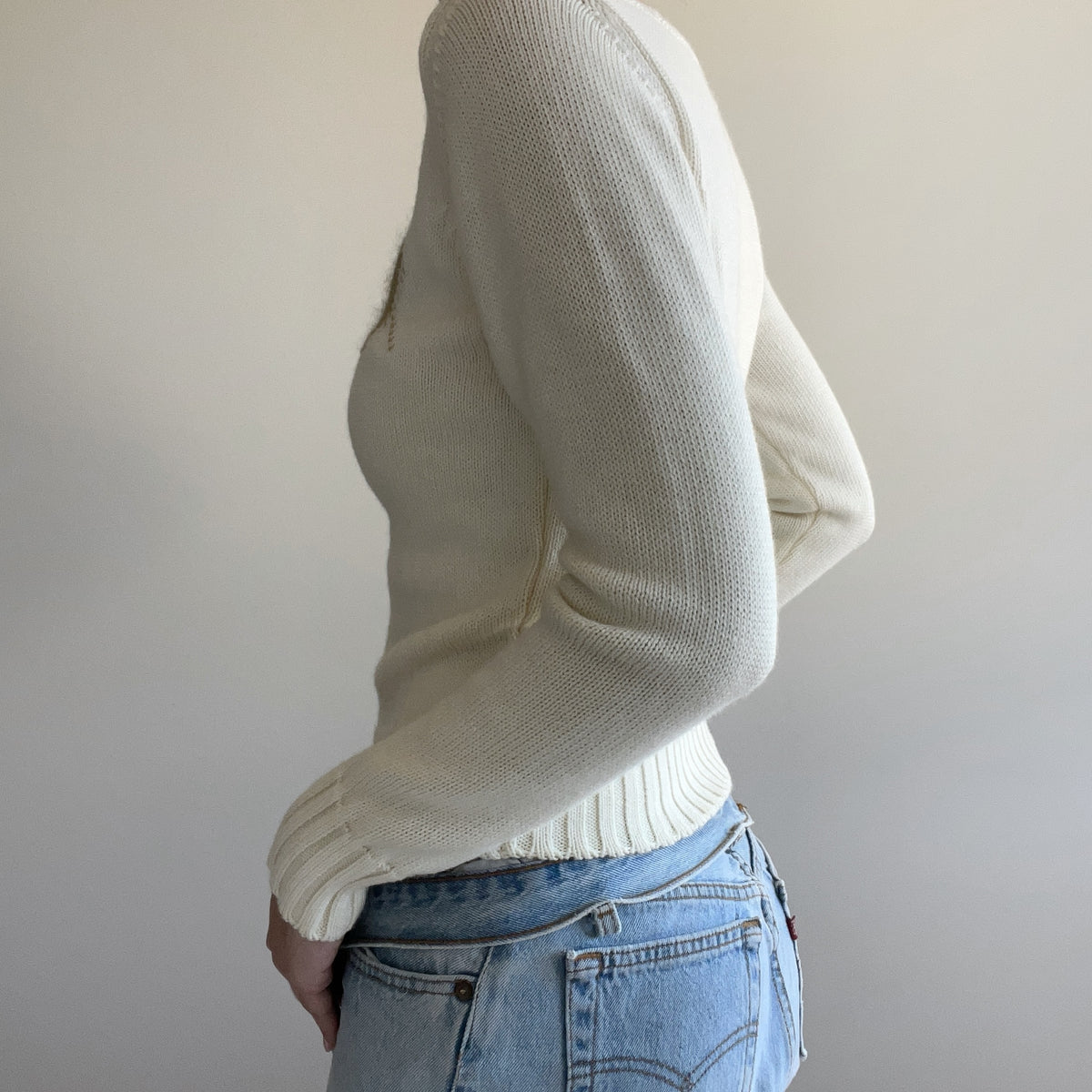 CREAM ARGYLE JUMPER