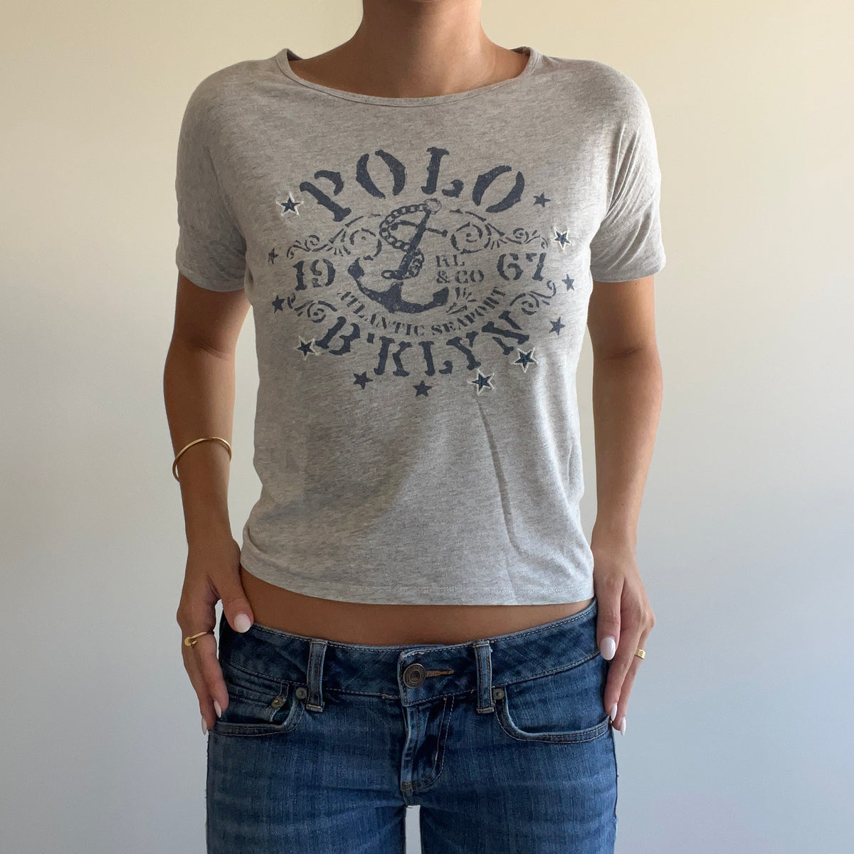 GREY POLO GRAPHIC TEE