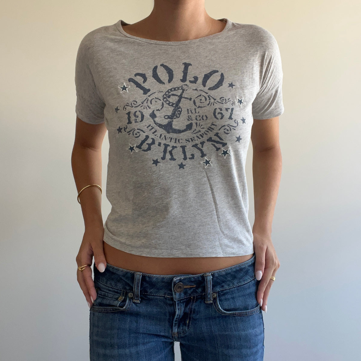 GREY POLO GRAPHIC TEE