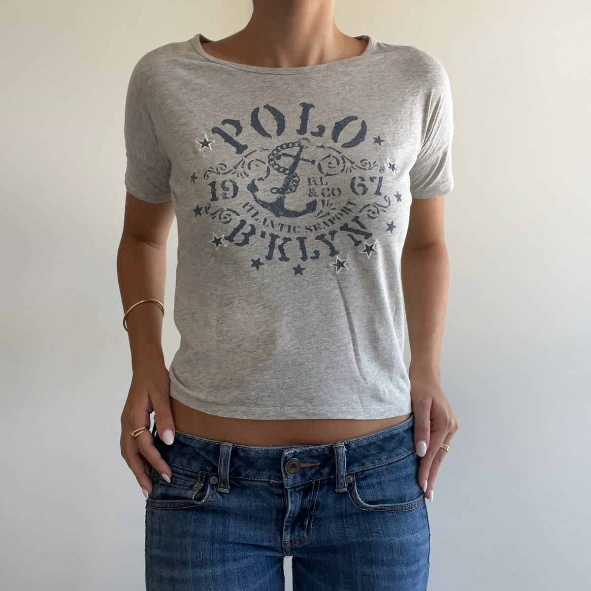 GREY POLO GRAPHIC TEE