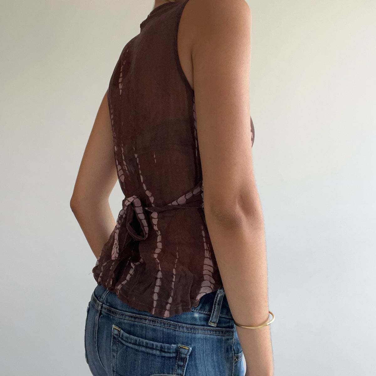 BROWN BEADED TANK