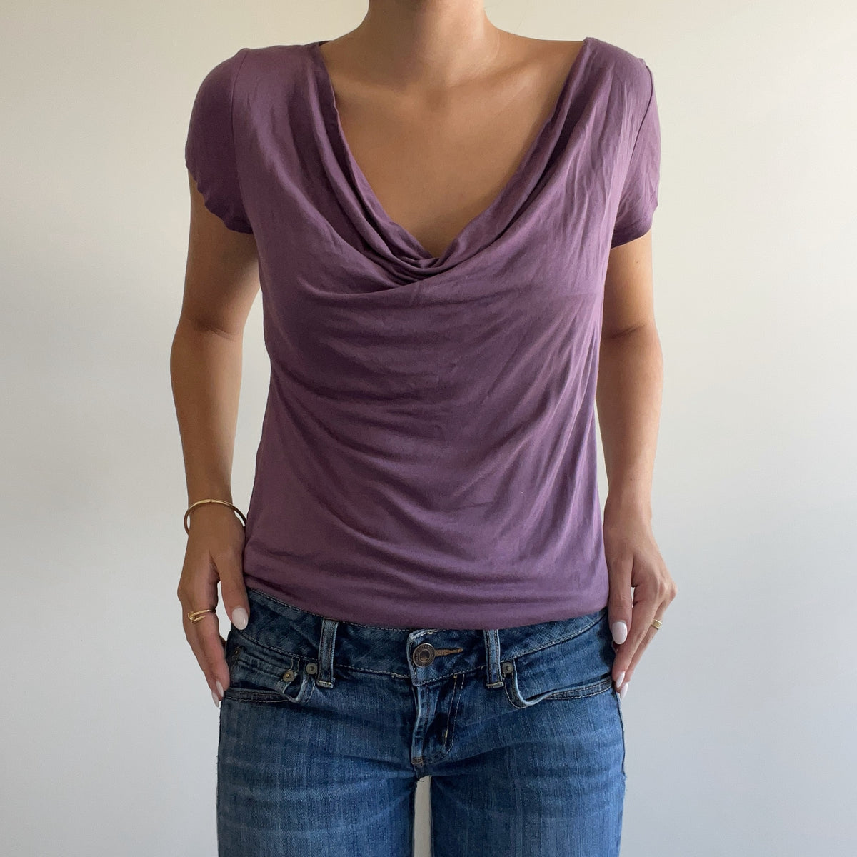 PURPLE COWLNECK TOP