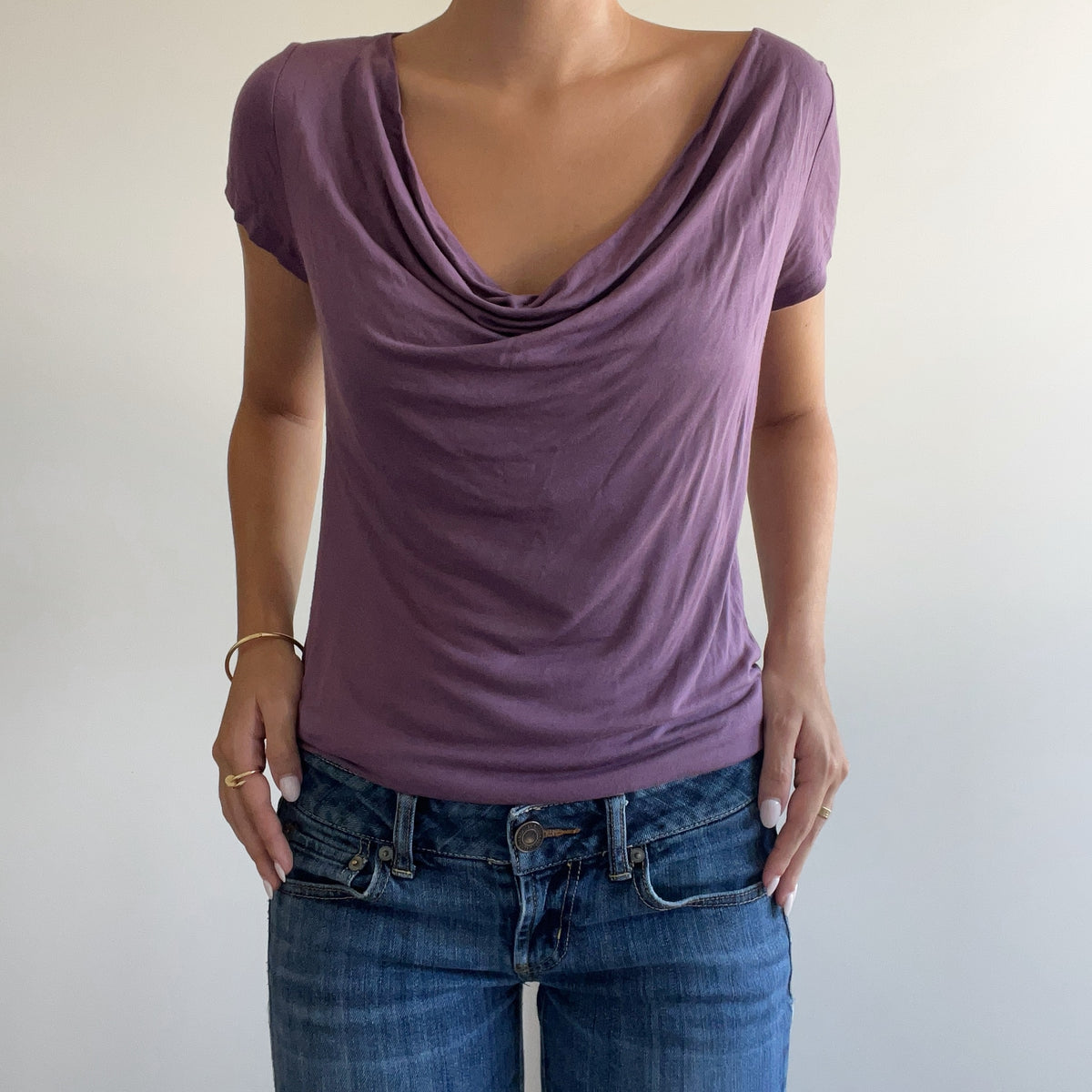 PURPLE COWLNECK TOP
