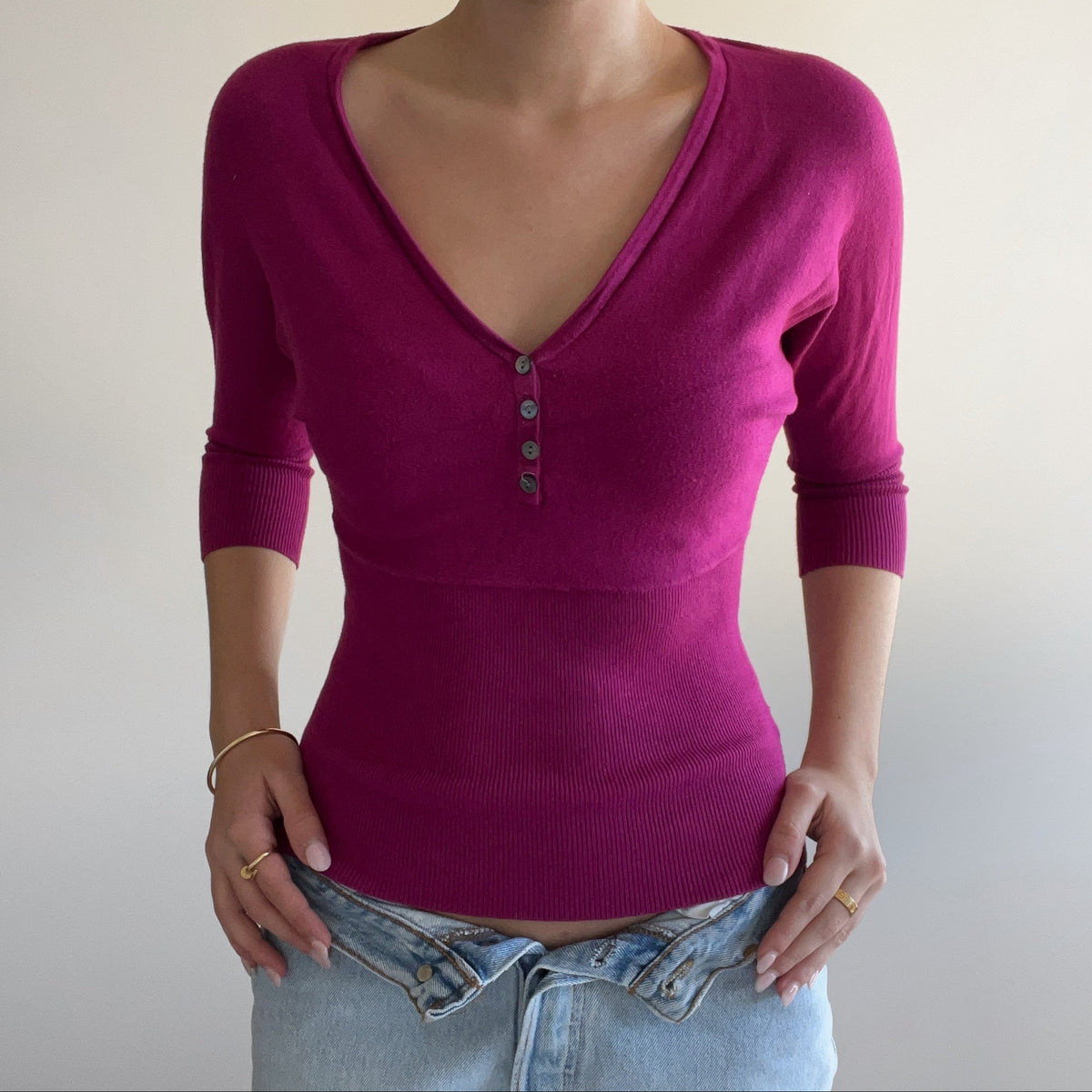 HOT PINK 3/4 SLEEVE