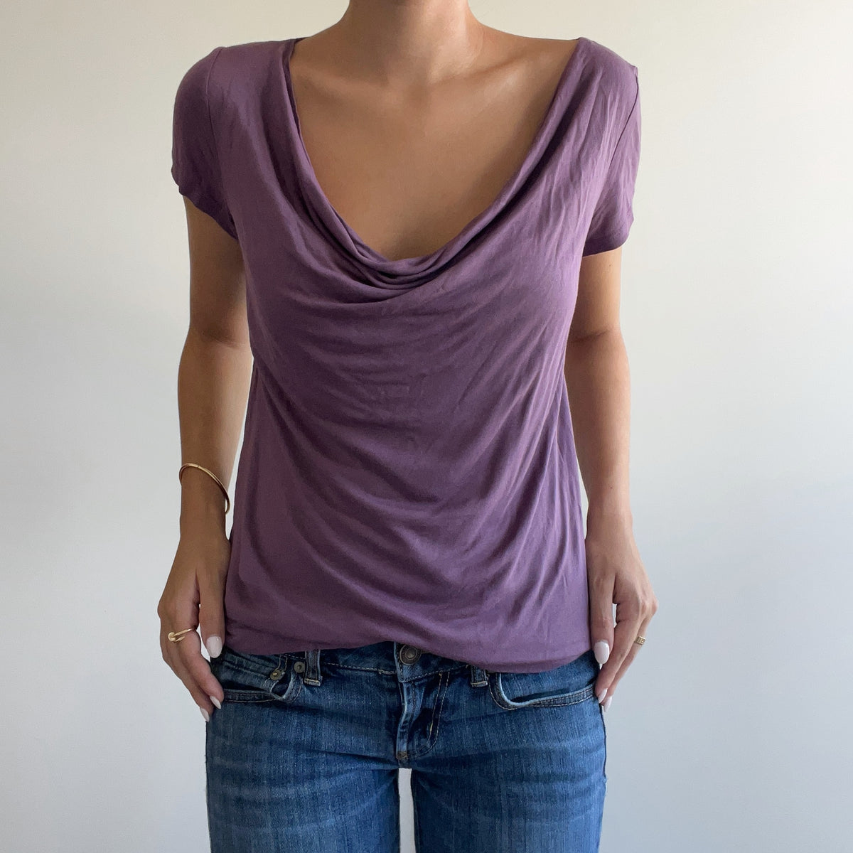 PURPLE COWLNECK TOP