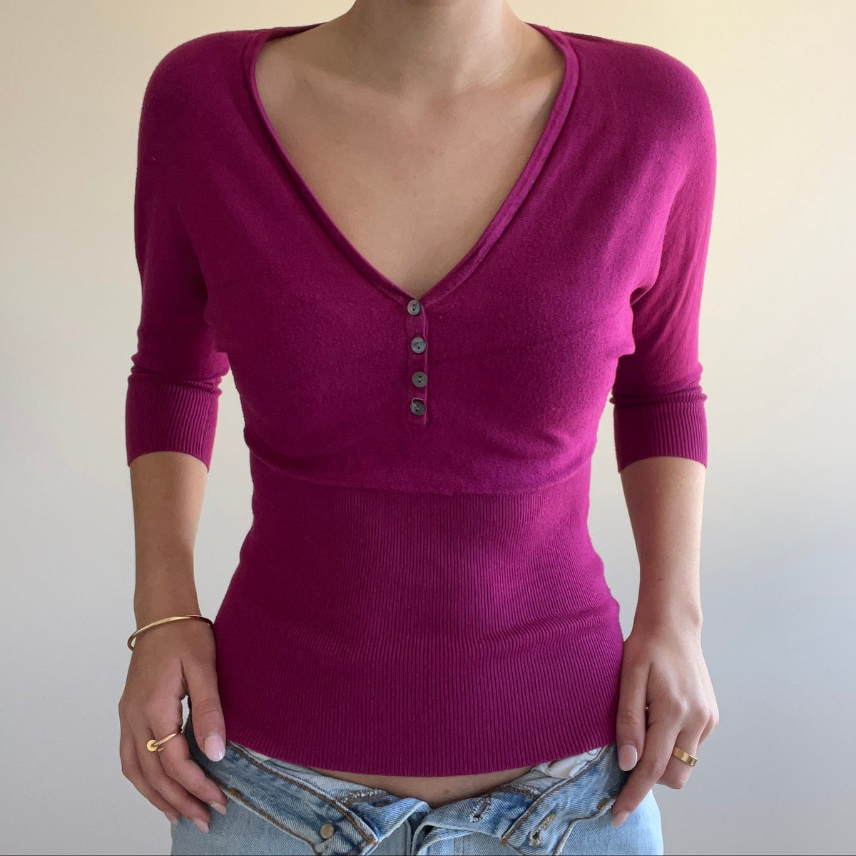 HOT PINK 3/4 SLEEVE