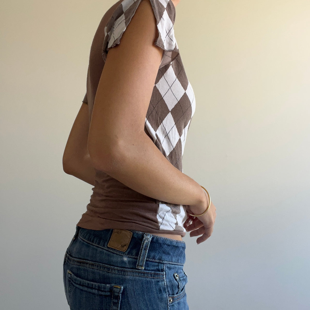 CHECKERED WRAP TOP