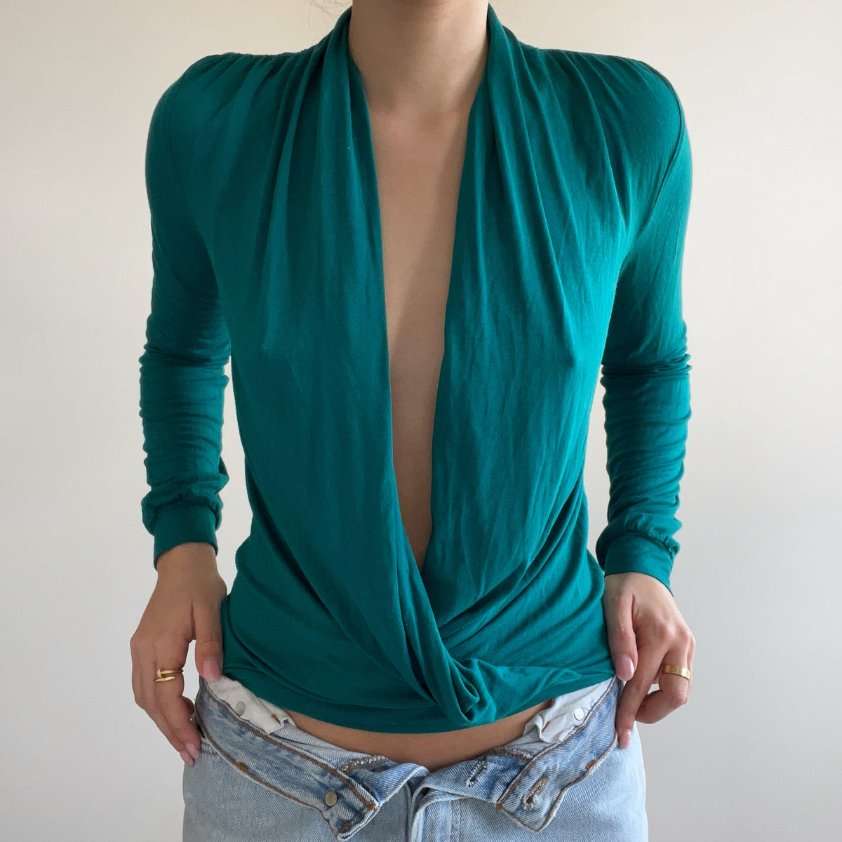 TEAL DRAPPED TOP