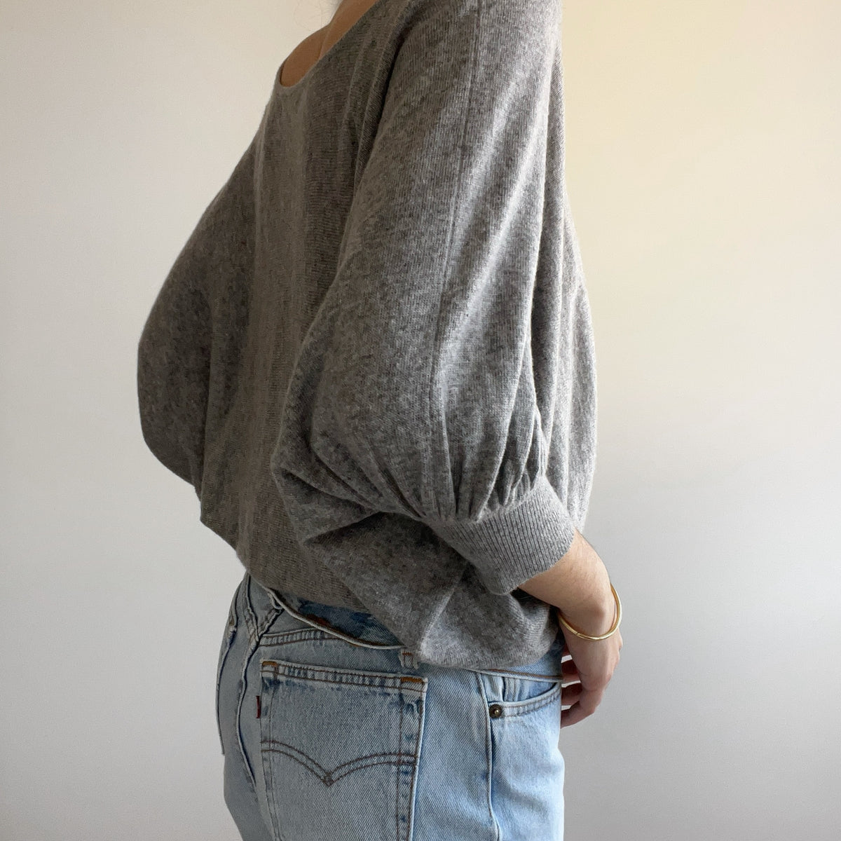 GREY BATWING TOP