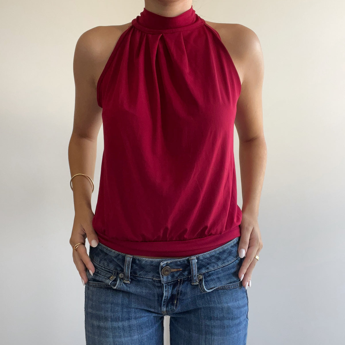 RED TIE HALTER