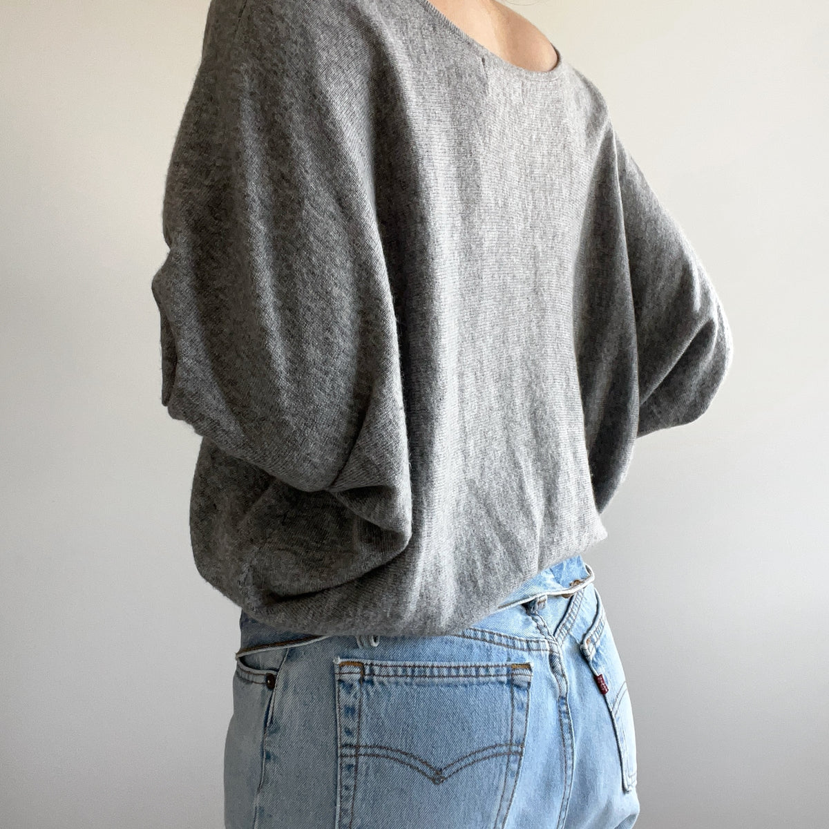 GREY BATWING TOP