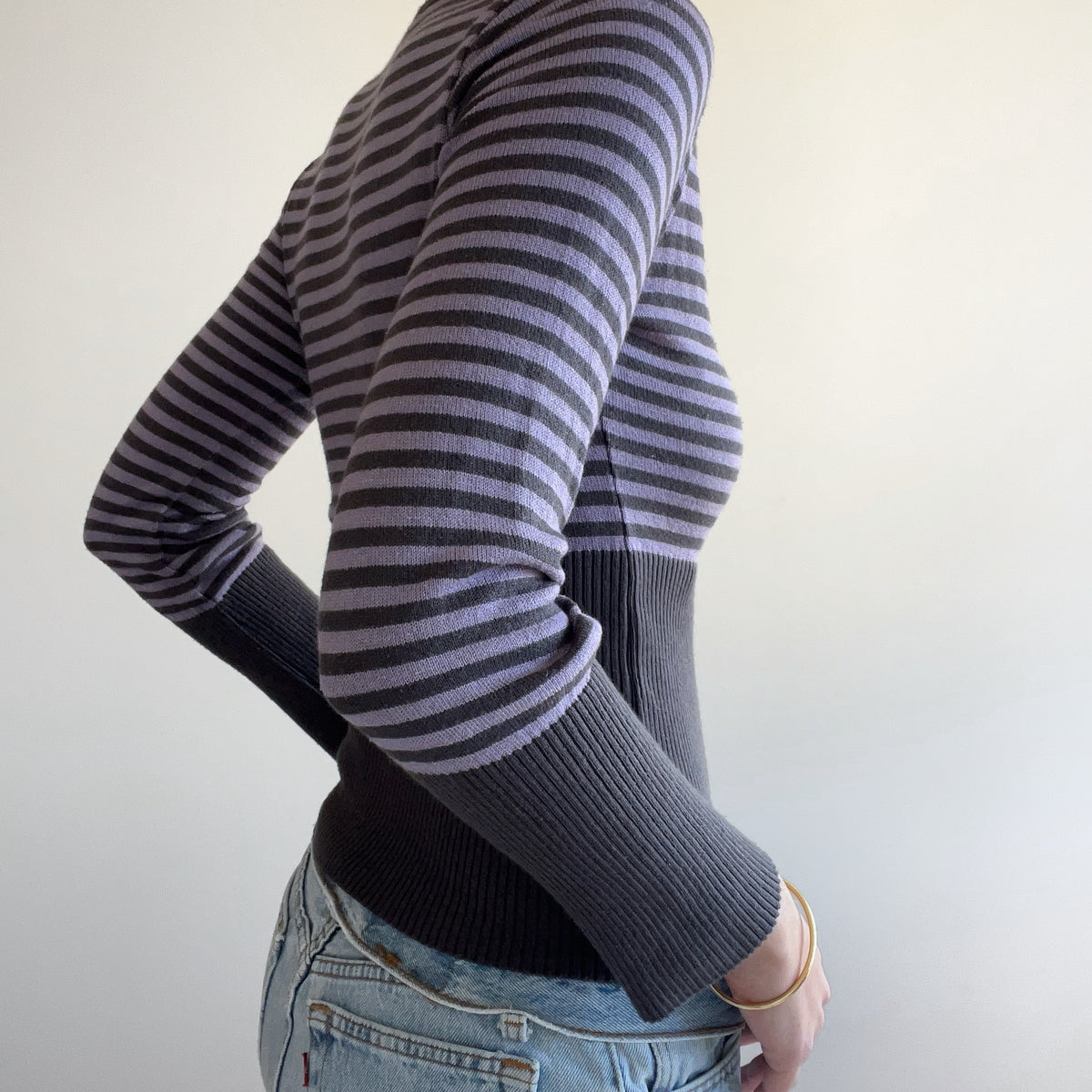 PURPLE STRIPED CARDIGAN