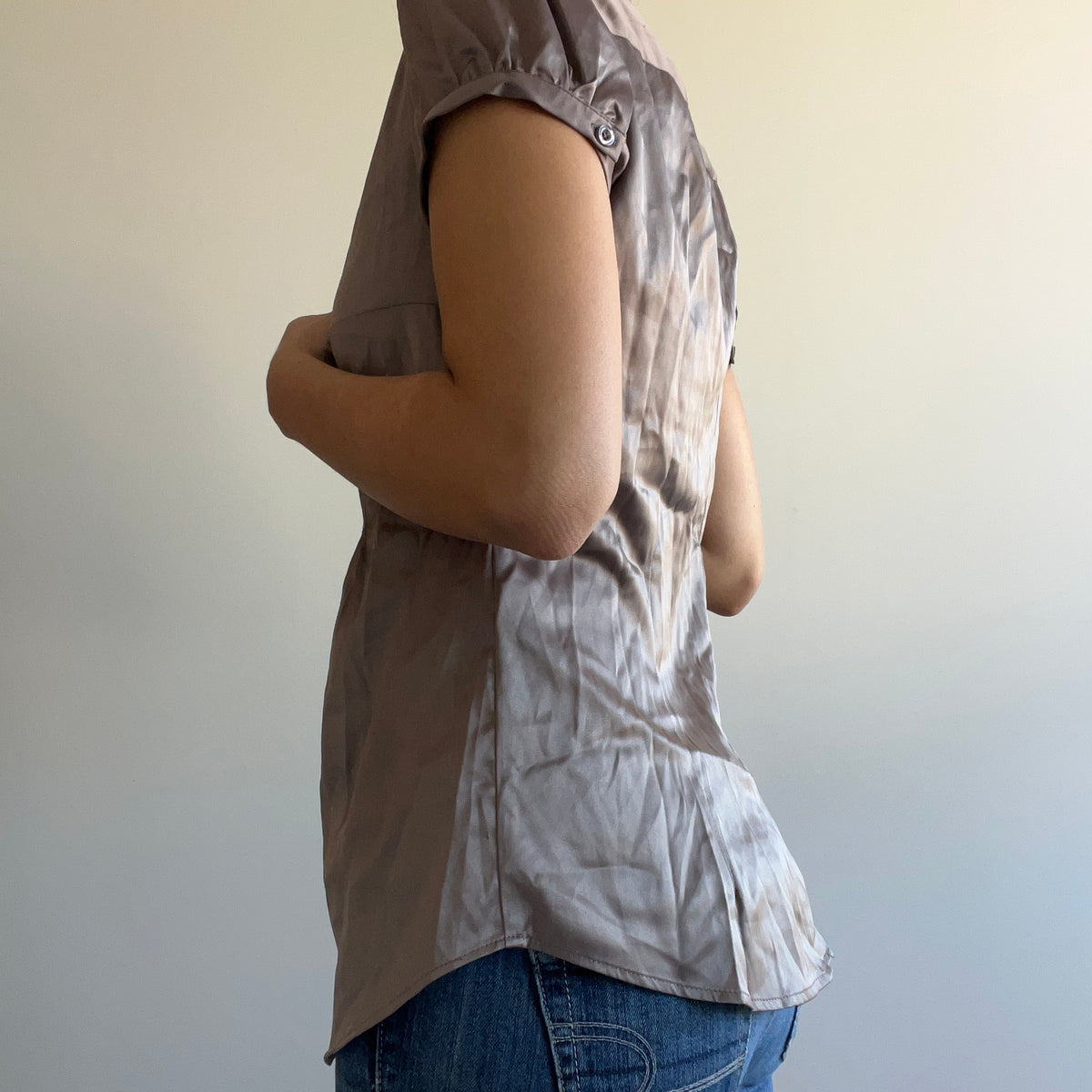 PLEATED SATIN BLOUSE