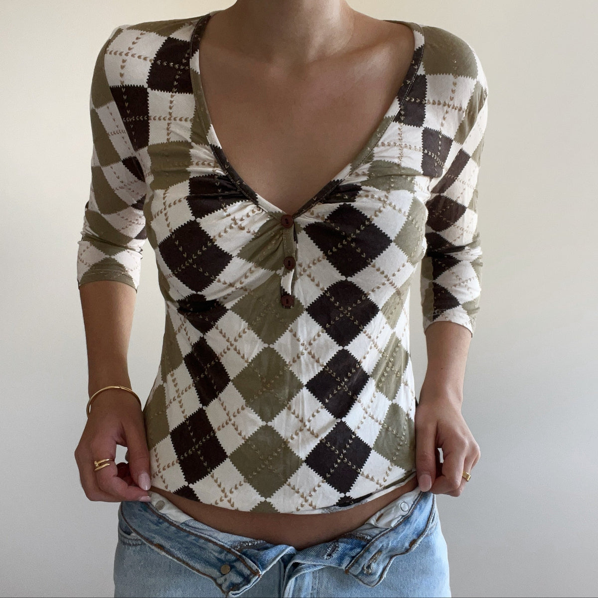 3/4 ARGYLE TOP