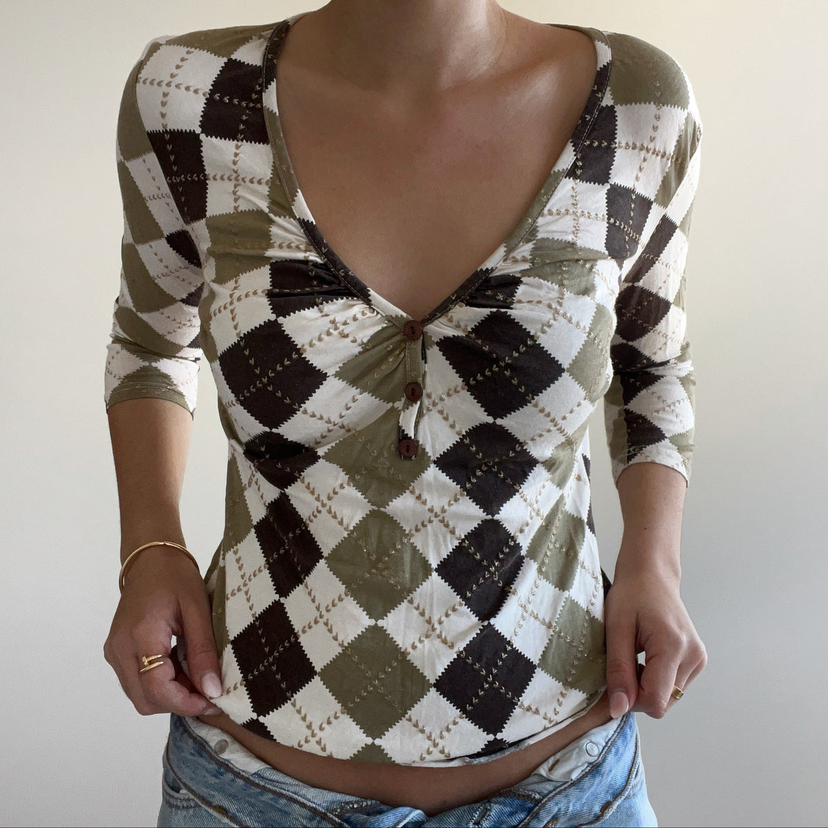 3/4 ARGYLE TOP