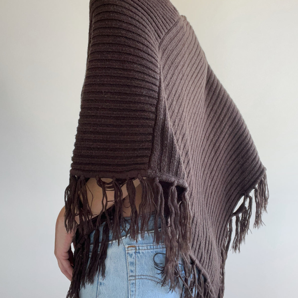 BROWN FRINGE PONCHO