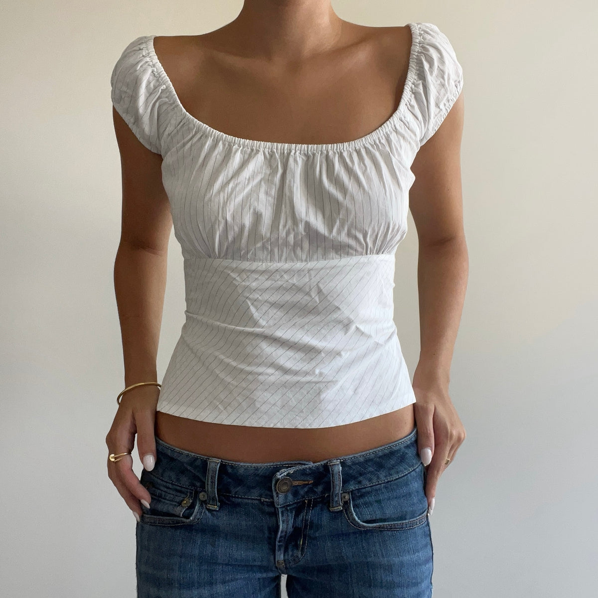 STRIPED MILKMAID BLOUSE