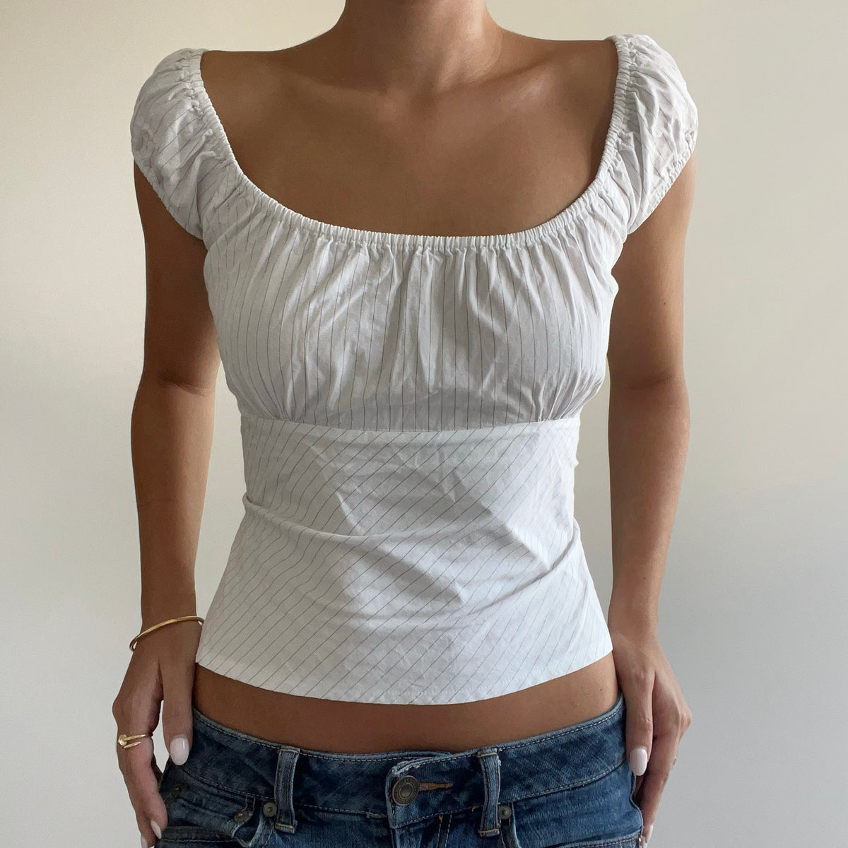 STRIPED MILKMAID BLOUSE