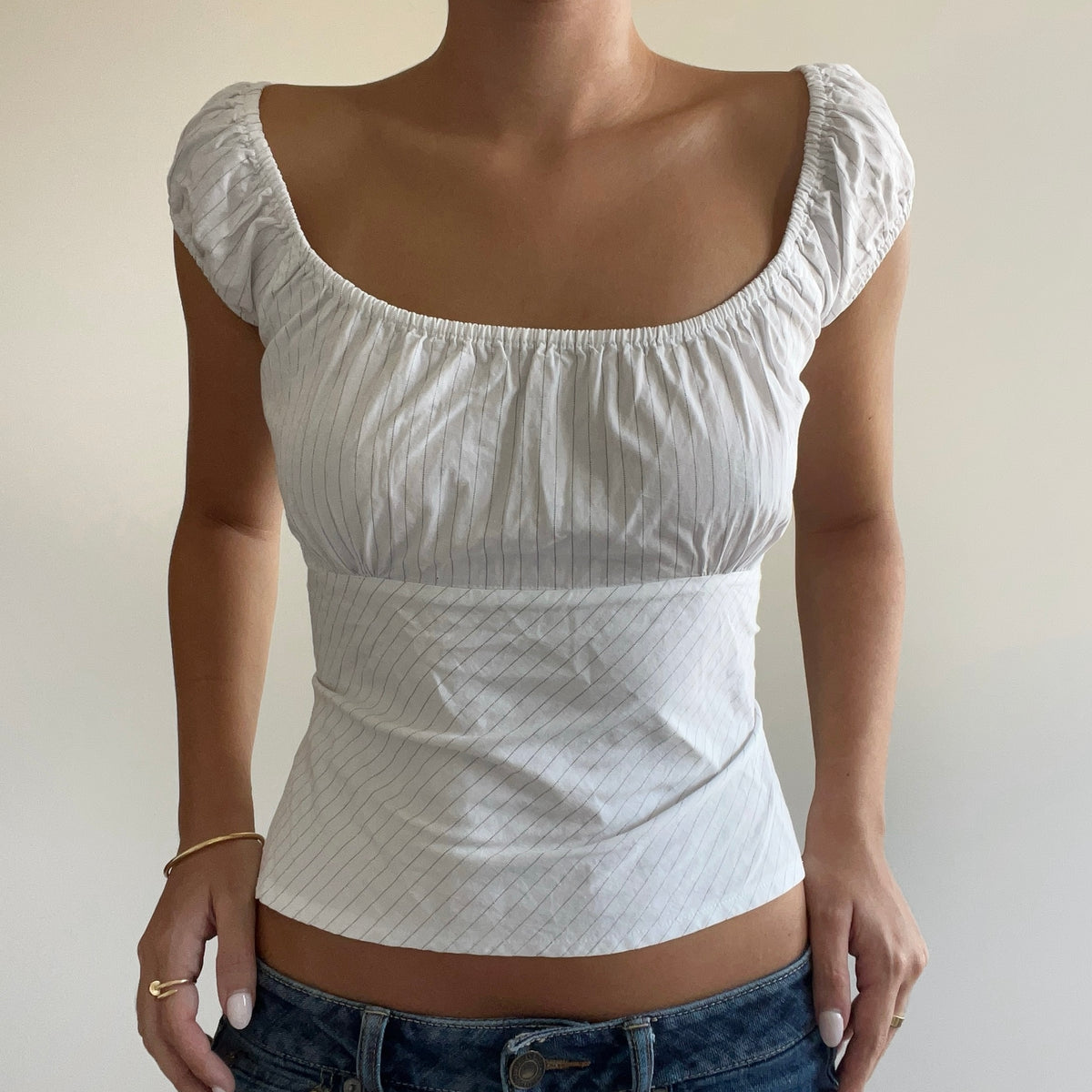 STRIPED MILKMAID BLOUSE