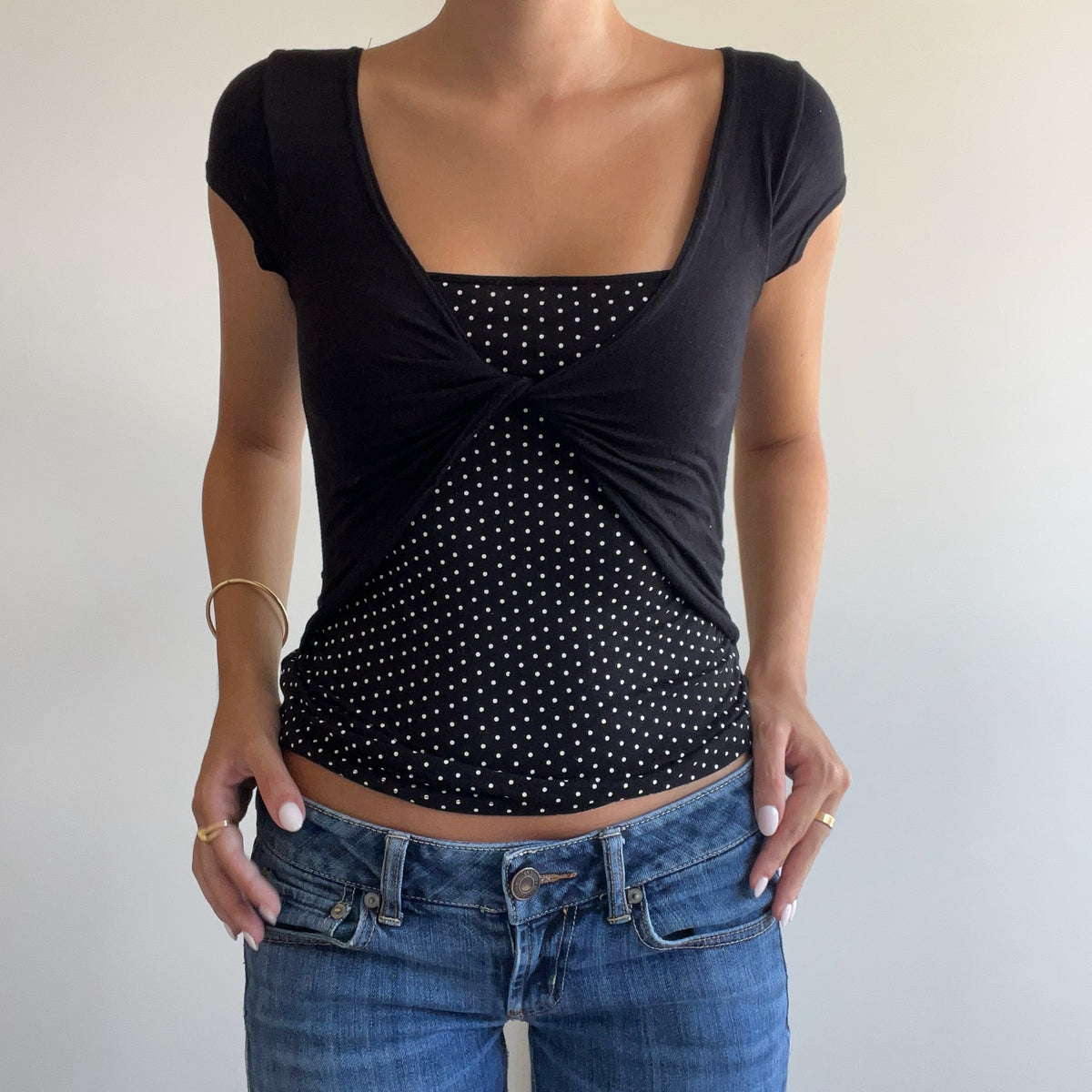LAYERED POLKA DOT TOP