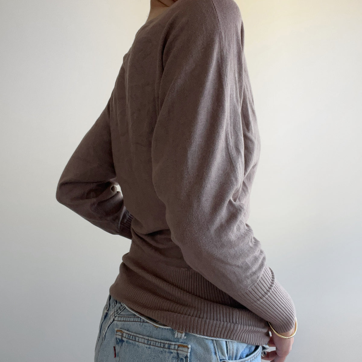BROWN BATWING TOP