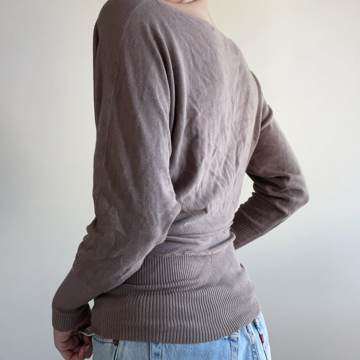 BROWN BATWING TOP